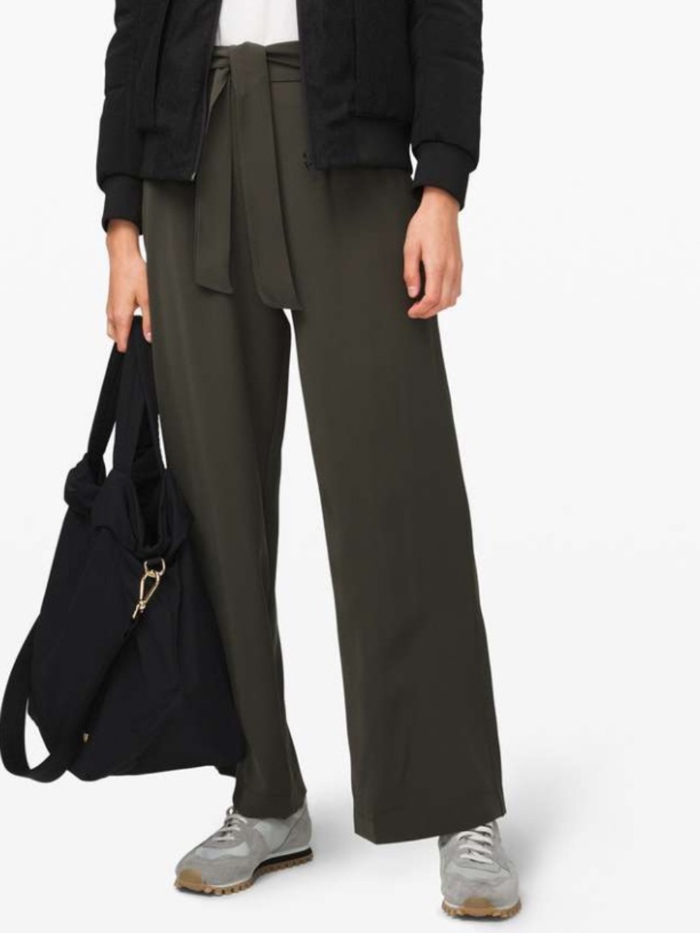 Lululemon Noir wide leg tie waist Pants green 8